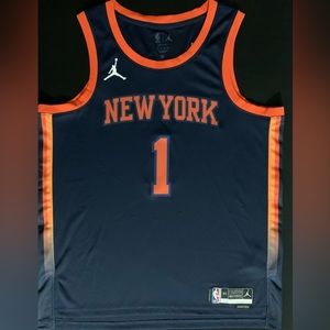 NWT Jordan Obi Toppin New York Knicks #1 Blue Statement Swingman Jersey 52 XL